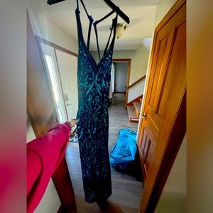 Blue prom dress, sequins